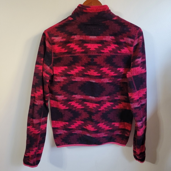 Aeropostale Pink Aztec Print 1/4 Zip Fleece Jacket Size Medium - Picture 2 of 4